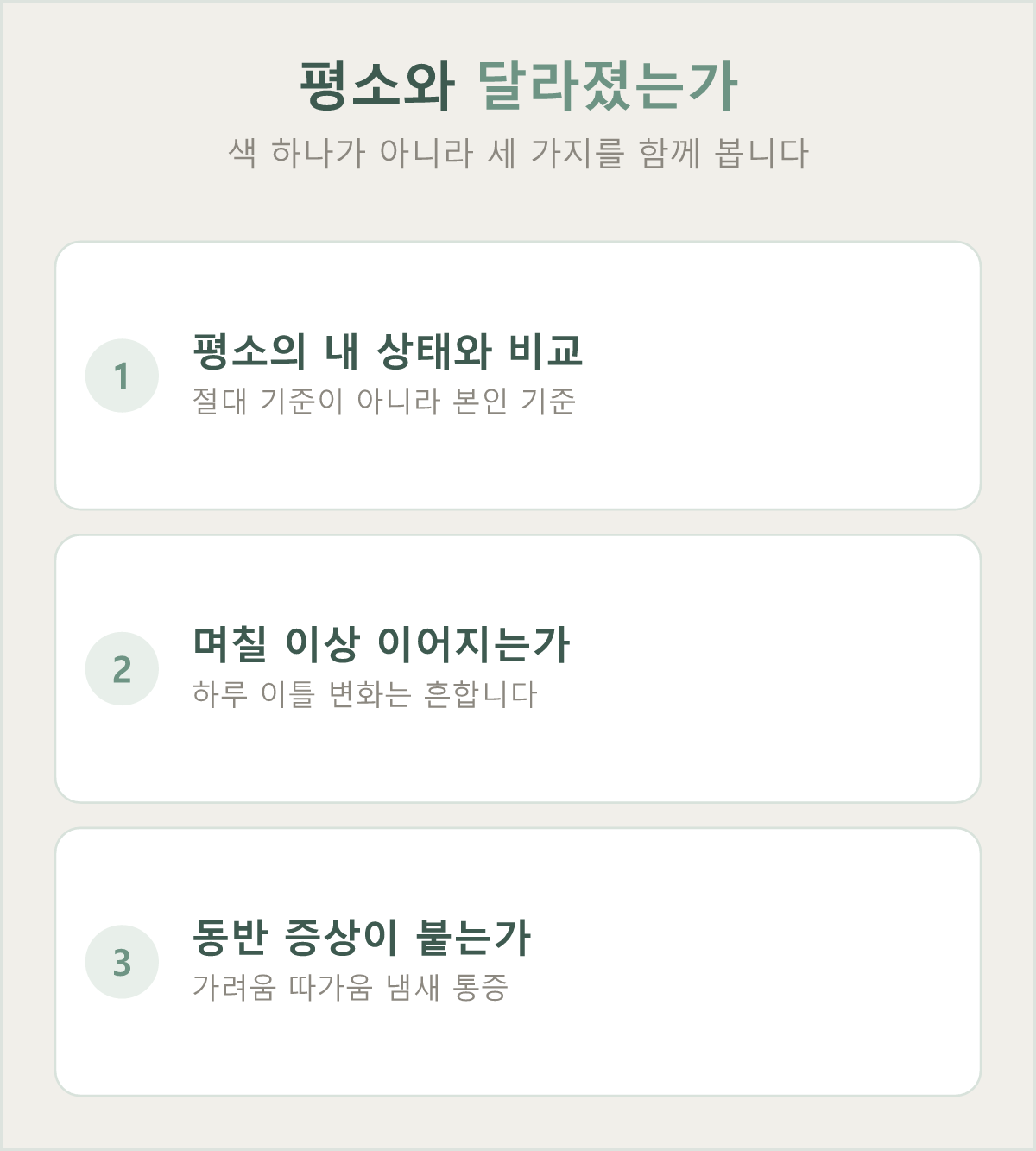 평소 분비물과 달라진 분비물을 가르는 세 가지 기준