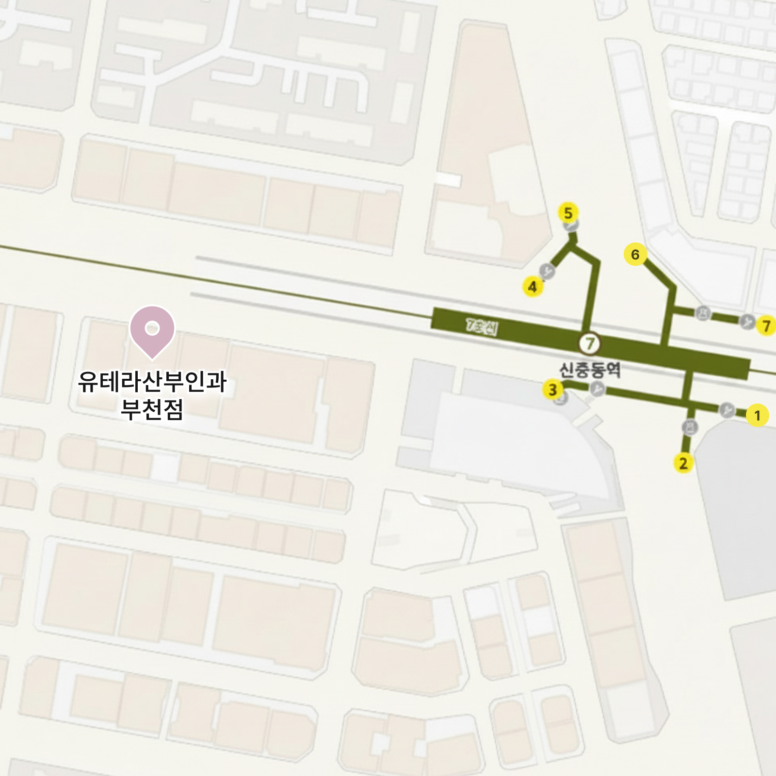유테라산부인과 부천점 오시는 길 지도