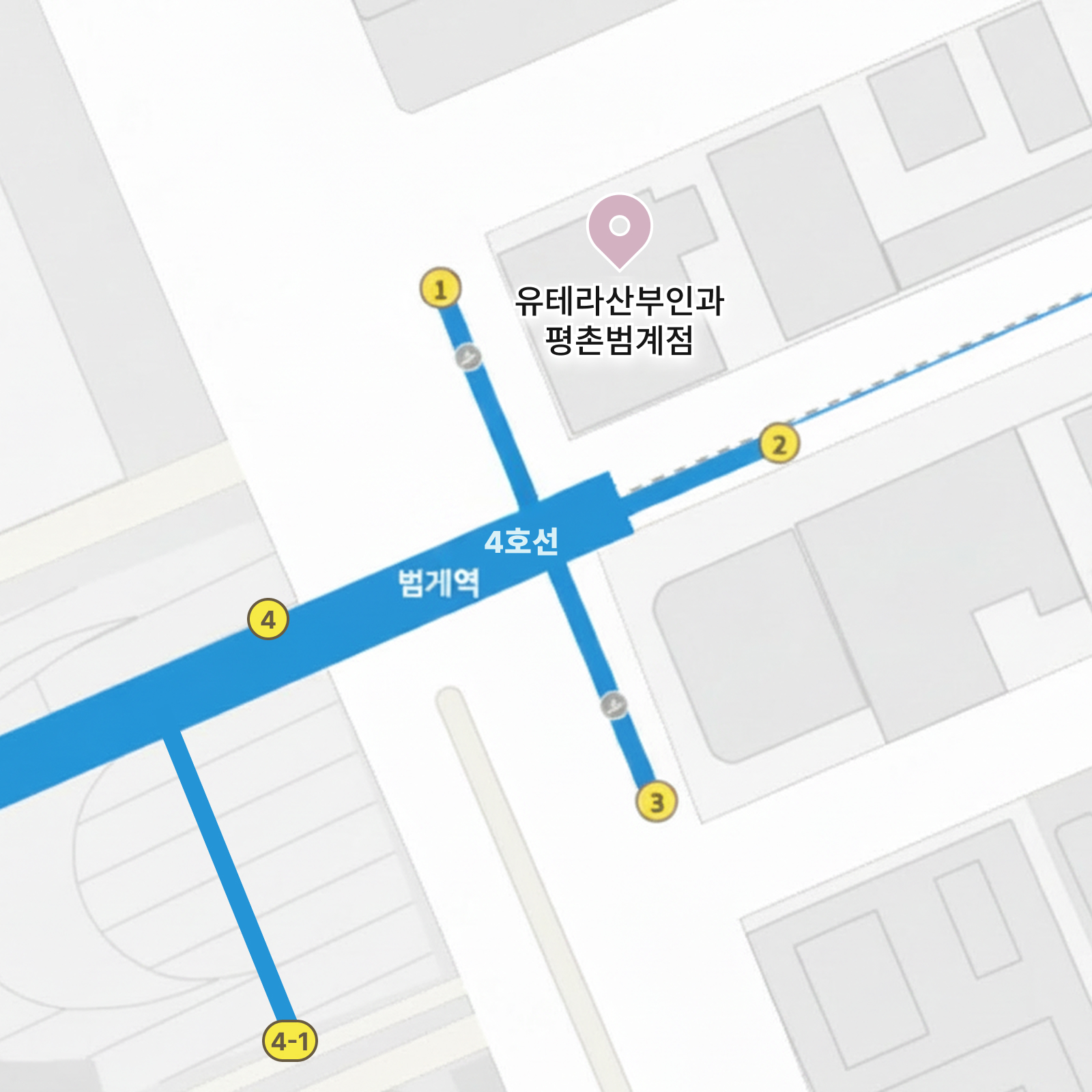 유테라산부인과 평촌범계점 오시는 길 지도